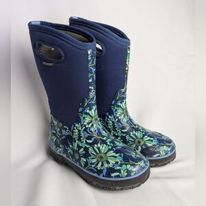 BOGS CLSC MUMSIE Kid Size 4 Or 6 Approx Women Winter Waterproof Boot Blue Floral